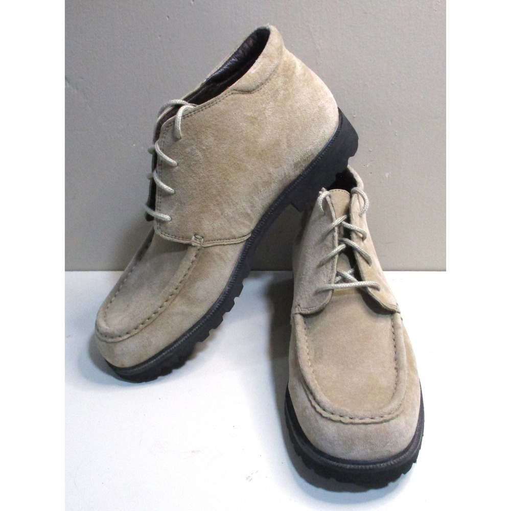 LL Bean Mens 9M Suede Leather Chukka Boots Tan Moc Toe Lug Sole OHN 5904
